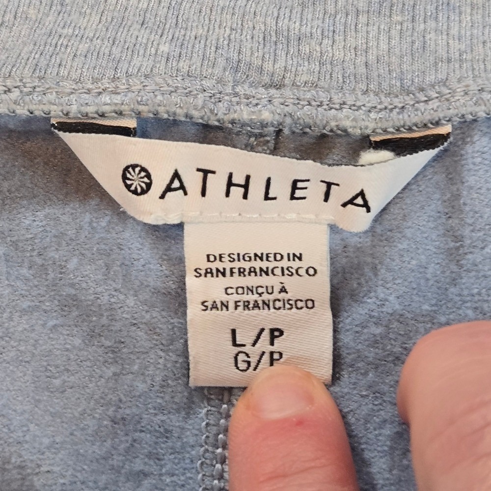 Athleta Lounge Pants Womens L Petite Gray Wide Leg Drawstring Heathered Knit - Picture 4 of 5